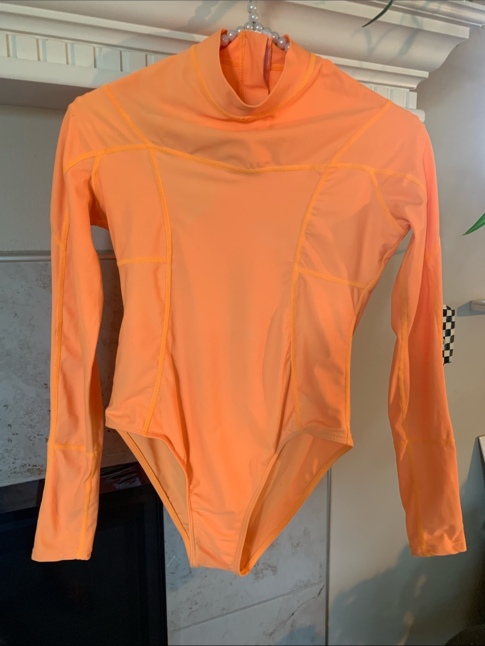 Long Sleeve Neon Orange Surf Swim Suit M